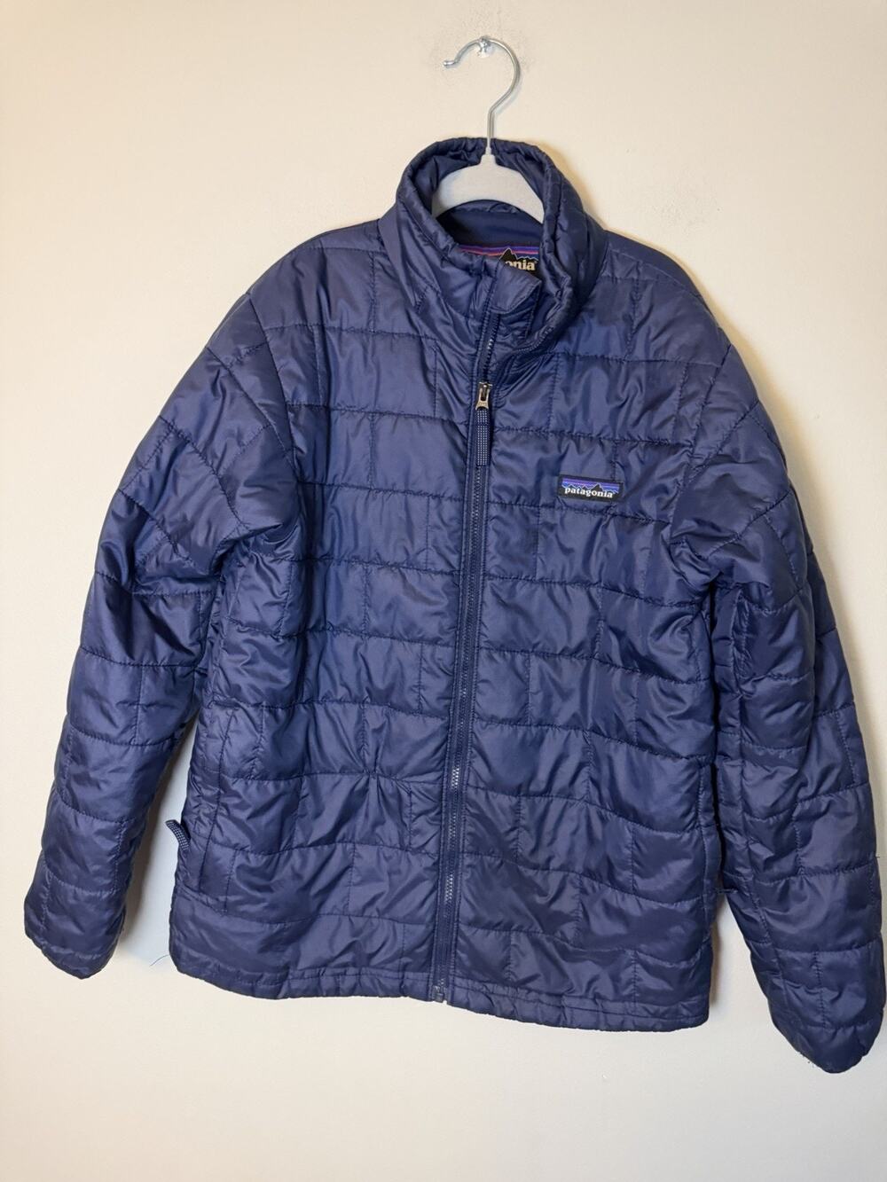 PATAGONIA Kids Sz 10 Full-Zip Lightweight Puffer Jacket Navy Blue Ski EUC